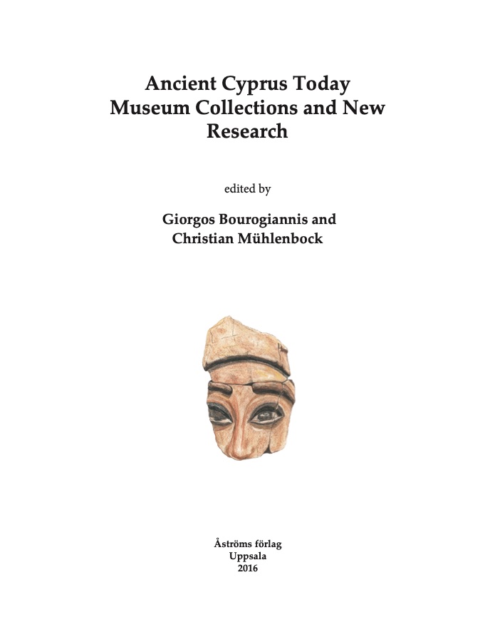 Title page of Ancient Cyprus Today, with a watercolour of a fragmentary Cypriot statue head